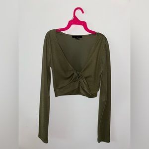 Olive Green Cropped Long Sleeve